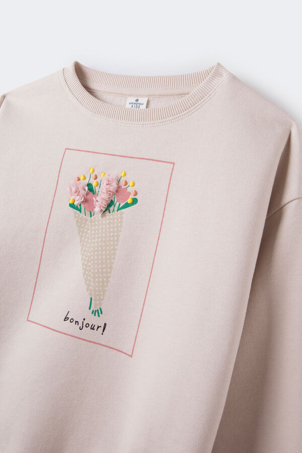 Springfield Sweatshirt de ramo flores para menina branco