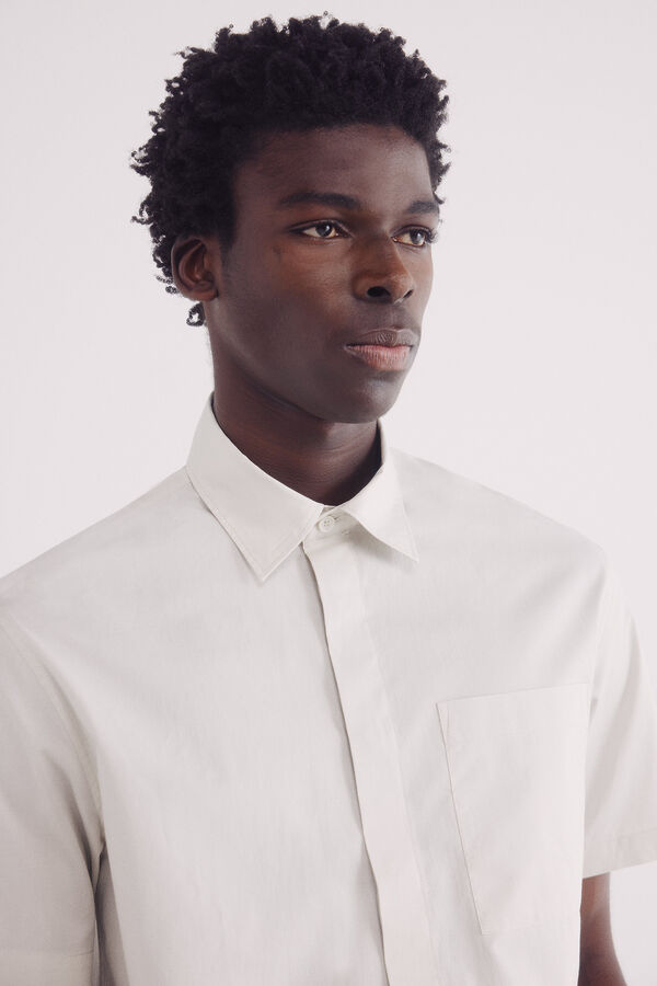 Springfield Camisa de popeline de manga curta cinzento