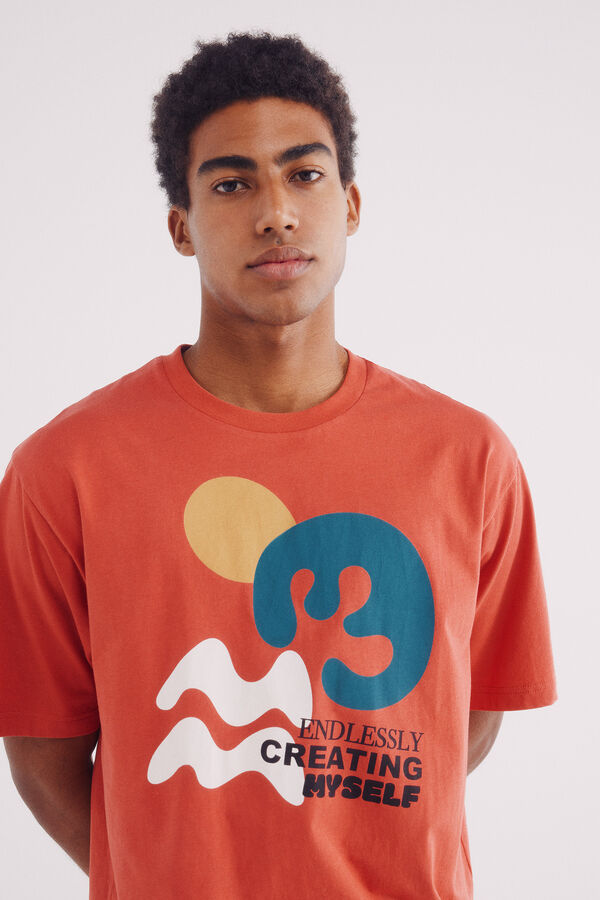 Springfield Camiseta com motivo de formas vermelho