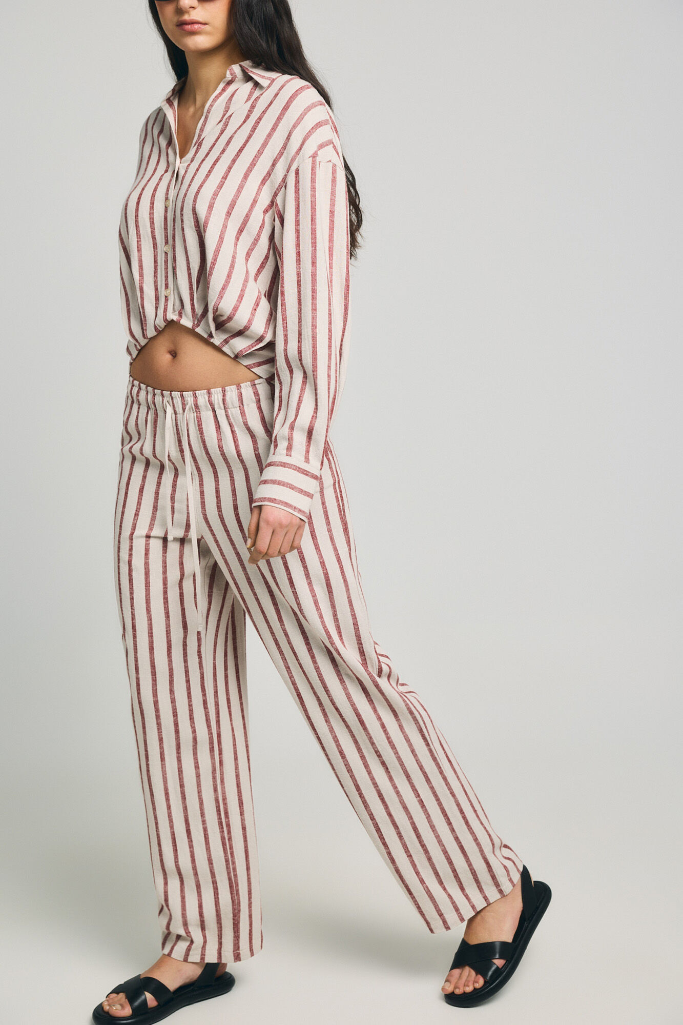 Only Pantal&oacute;n de lino rayas