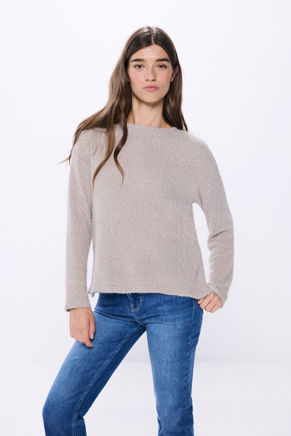 Springfield Camiseta chenilla escote redondo nude