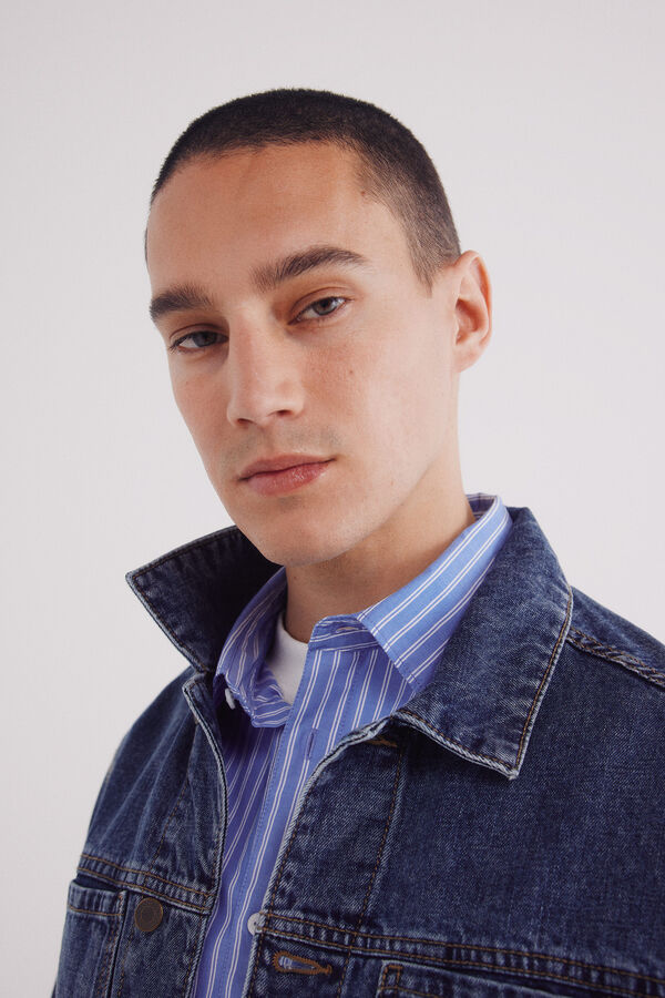 Springfield Cazadora vaquera b&aacute;sica lavada azul