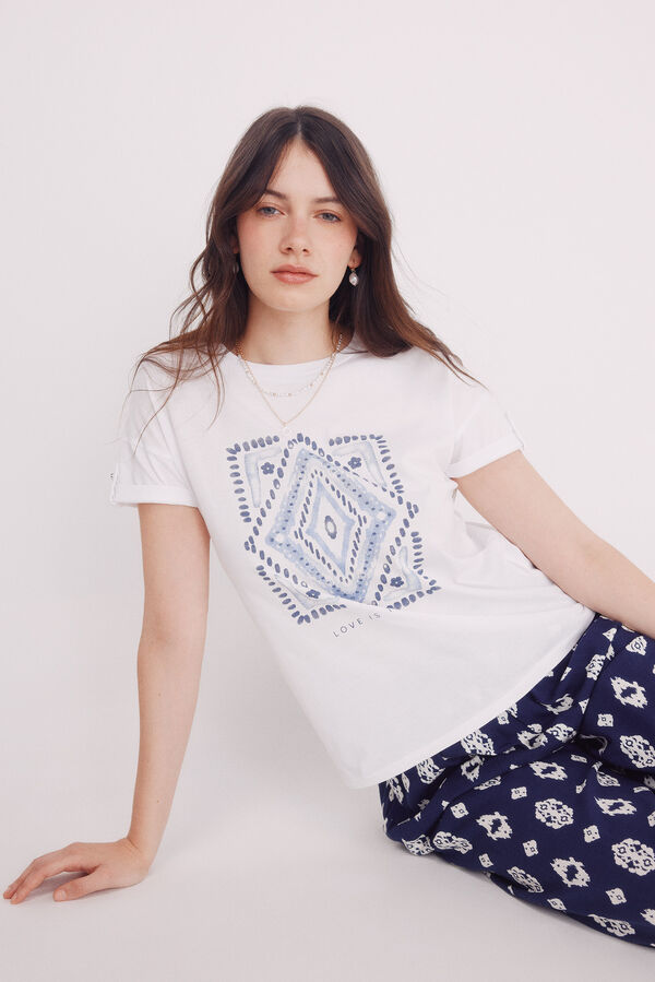 Springfield Camiseta gr&aacute;fica com manga bege