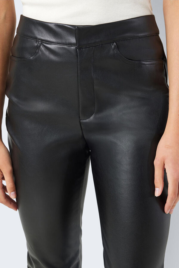 Noisy May Calças retas polipele preto