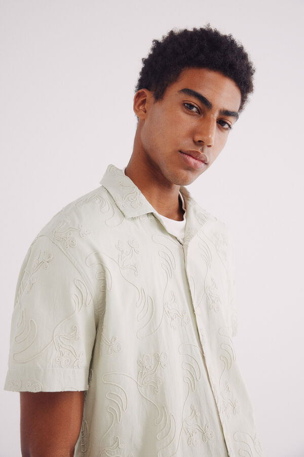 Springfield Camisa de manga curta bordada para combinar bege