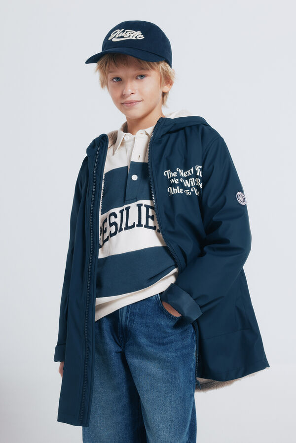 Springfield Kids Parka azul marino frase ni&ntilde;o azul