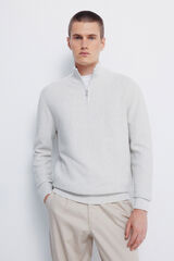 Springfield Camisola com fecho-&eacute;clair liso cinzento