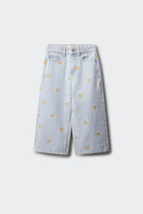 Springfield Kids Pantalon denim bordado flores ni&ntilde;a azul