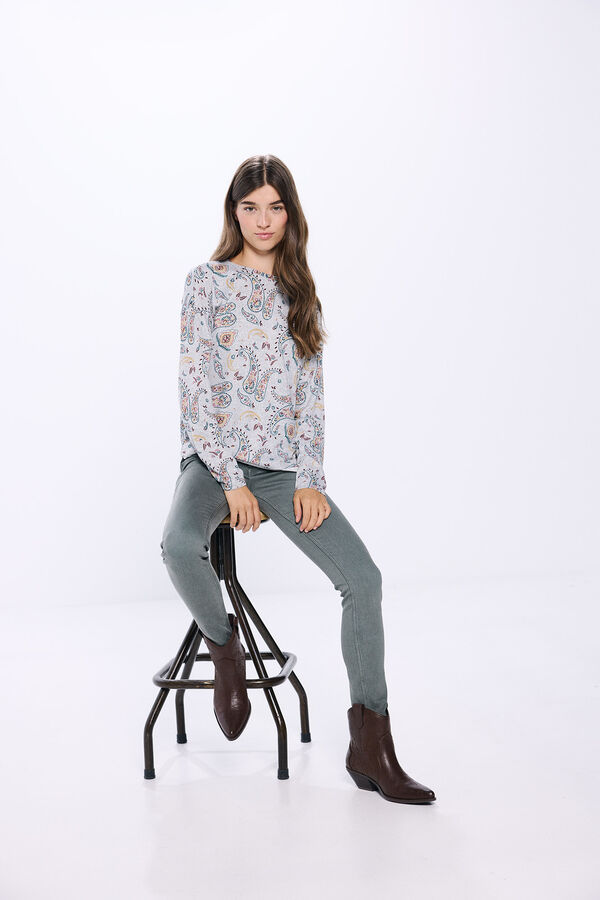 Springfield Camiseta combinada estampada cinzento