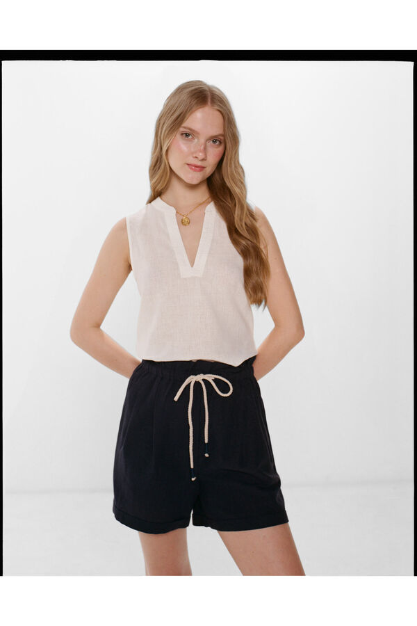 Springfield Blusa Sem Mangas Algod&atilde;o Linho branco