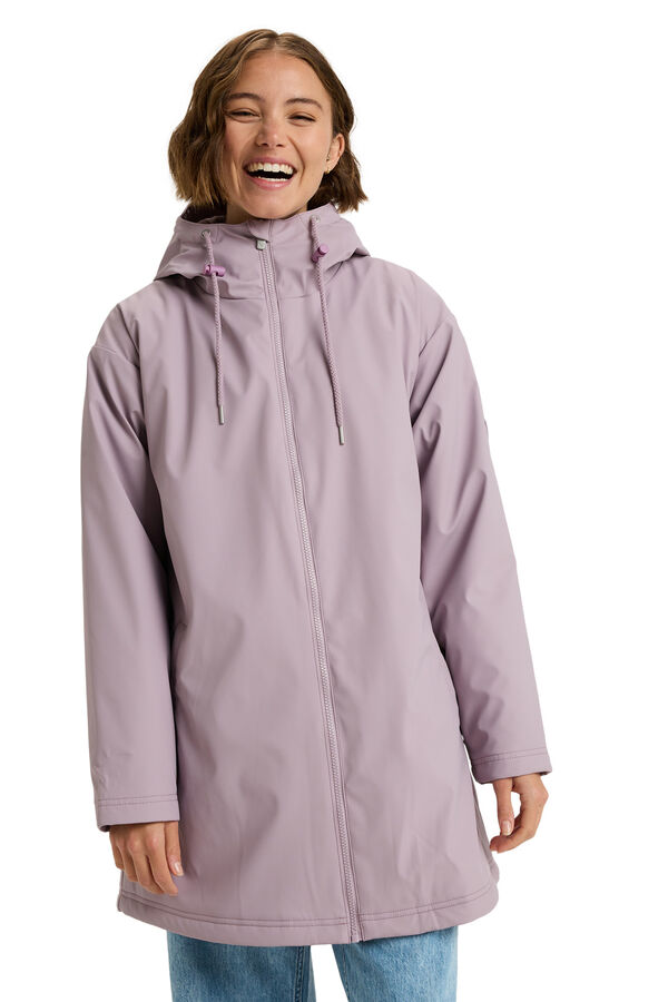 Roxy Rain Road Polar Zip - Sobretudo de chuva feminino rosa