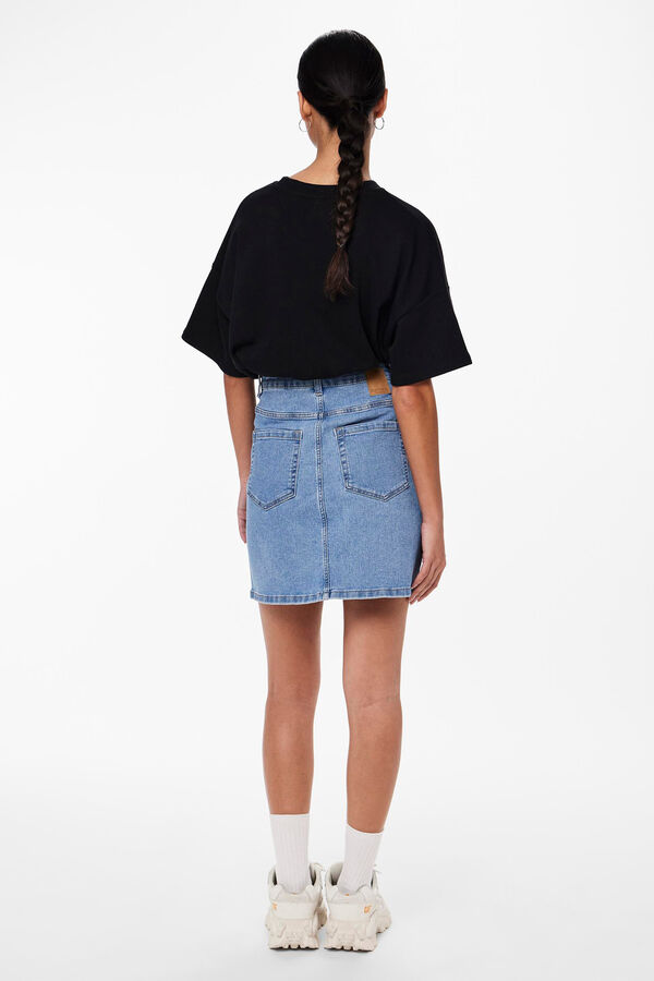 Pieces Saia curta denim azul