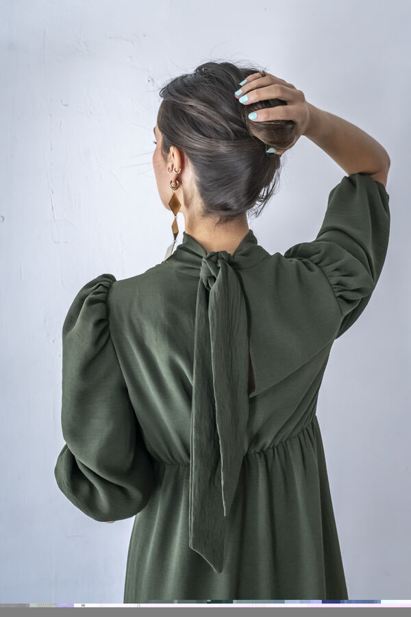 Cul Sac Vestido midi franzido Caqui escuro