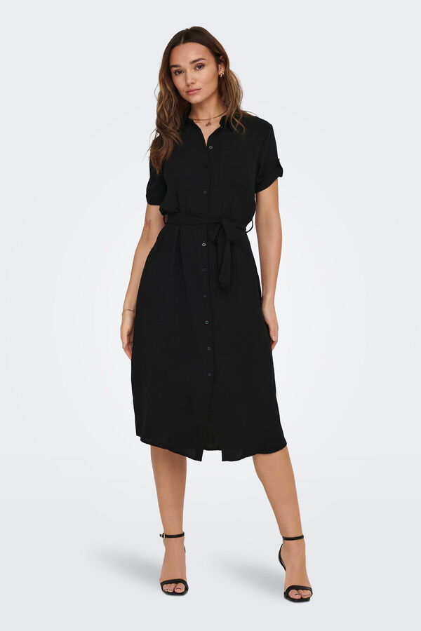 JDY Vestido midi camisero negro