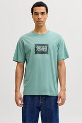 Jack & Jones Camiseta b&aacute;sica con logo turquesa