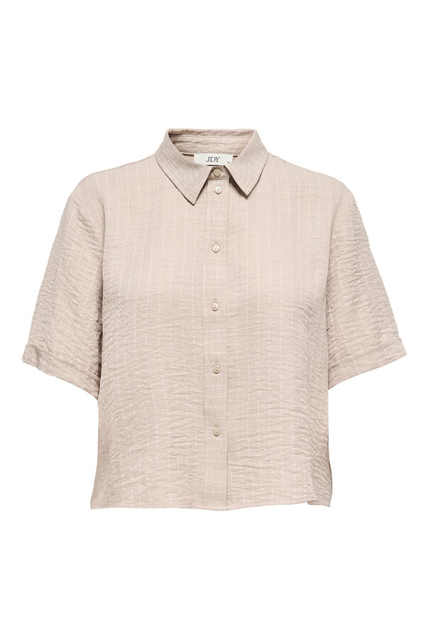 JDY Camisa de manga curta às riscas camel