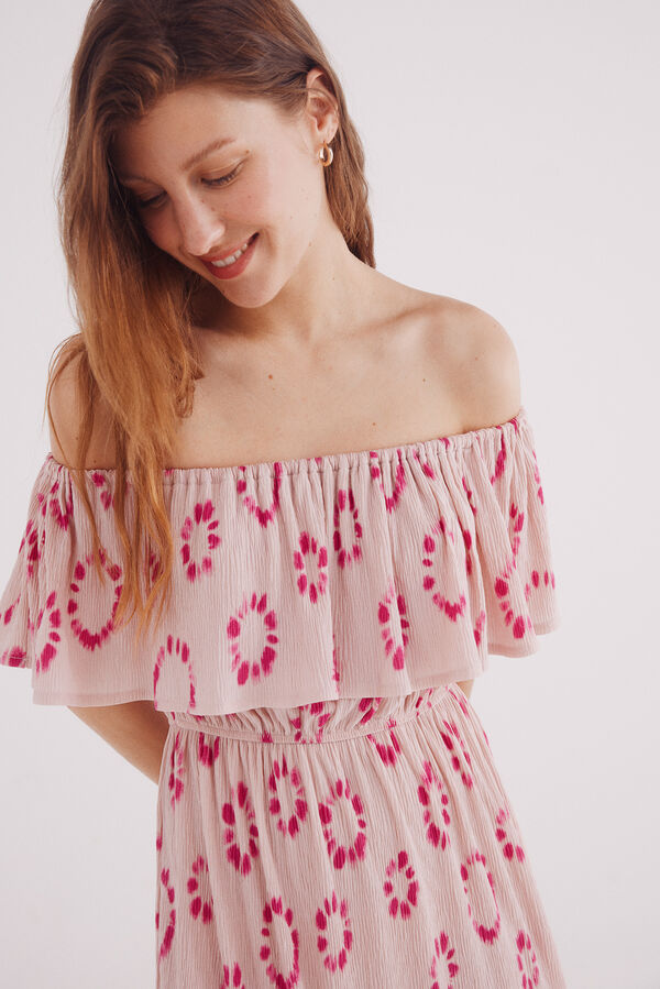 Springfield Vestido midi estampado com folho rosa