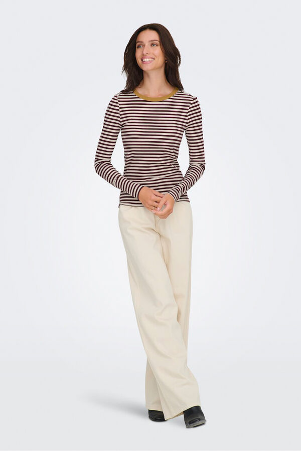 Only Camiseta de rayas manga larga estampado