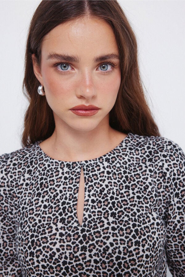 Springfield Camiseta escote abertura tostado