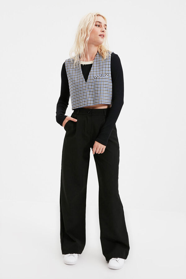 Trendyol Cal&ccedil;as plissadas preto