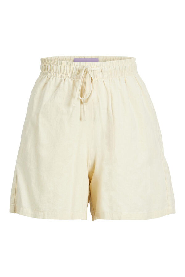 Springfield Shorts de lino con cintura elástica branco