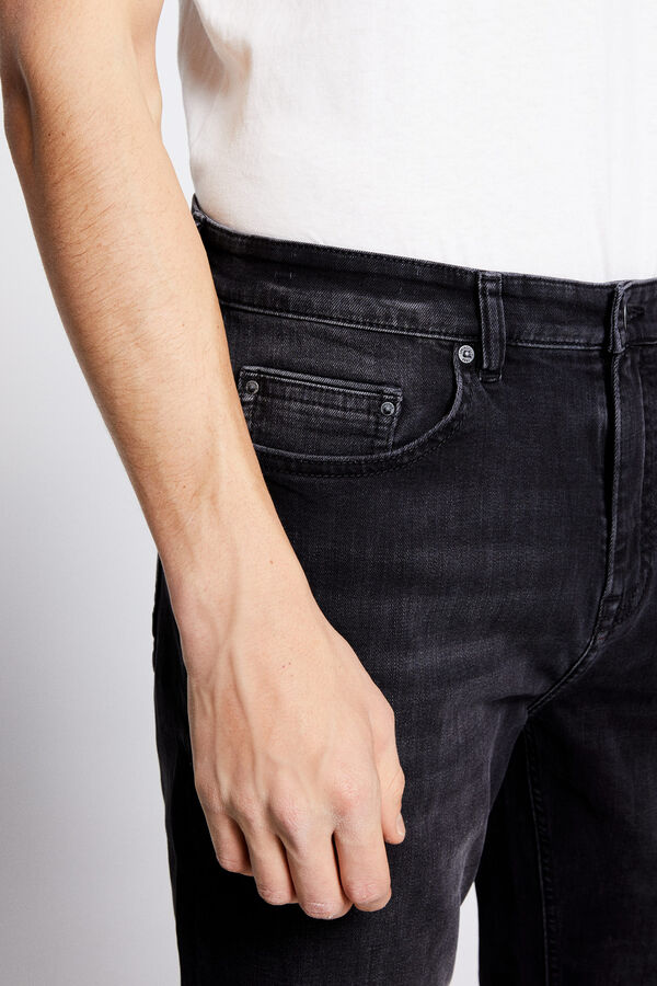 Springfield Jeans comfort slim crop pretos lavados preto