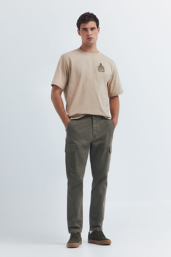 Springfield Camiseta geométrica bordado beige