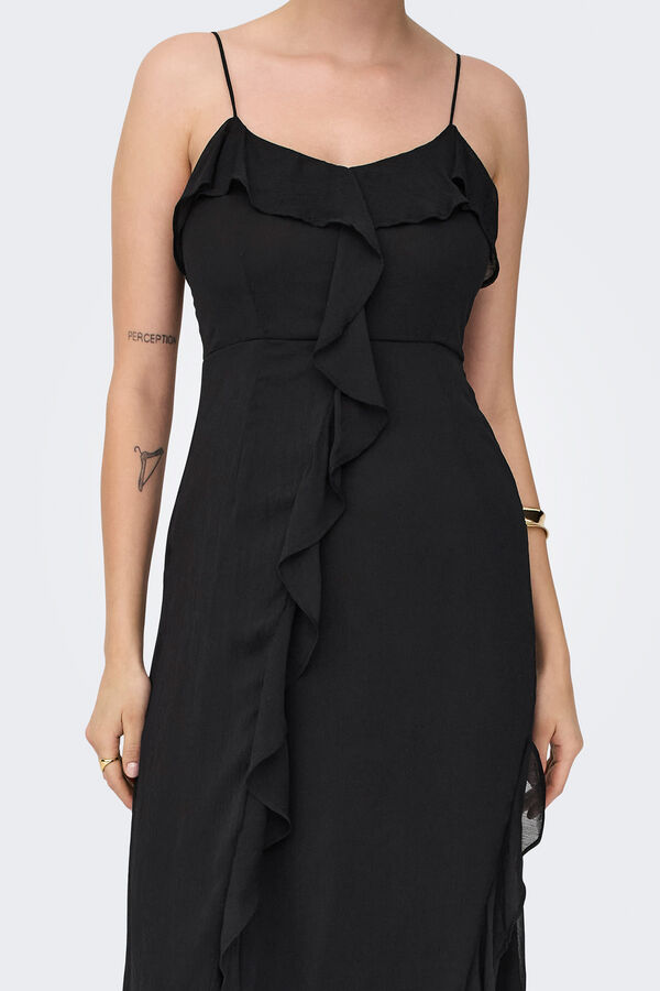 JDY Vestidos compridos folhos preto