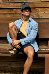 Springfield Camisa lino rayas azul