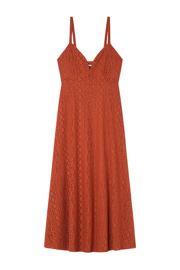 Springfield Vestido Midi Crochet Tirantes marr&oacute;n