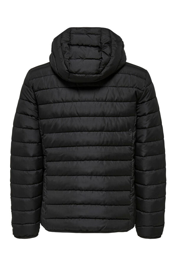 Only & Sons Casaco acolchoado masculino com capuz preto