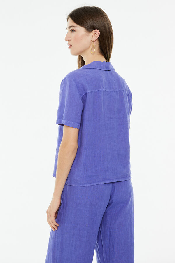 System Action Camisa de linho de manga curta  rosa