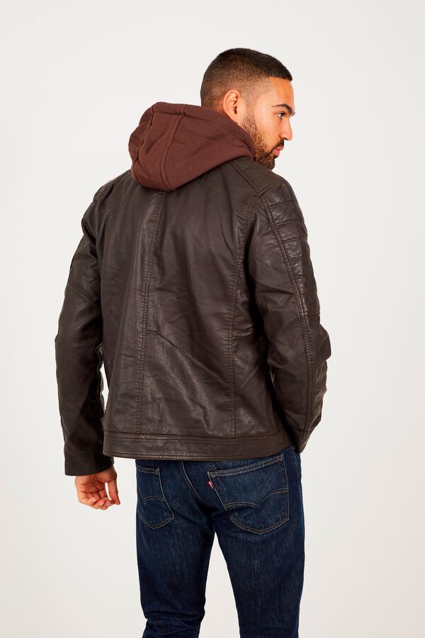 Brave Soul Chaqueta efecto piel con capucha tostado