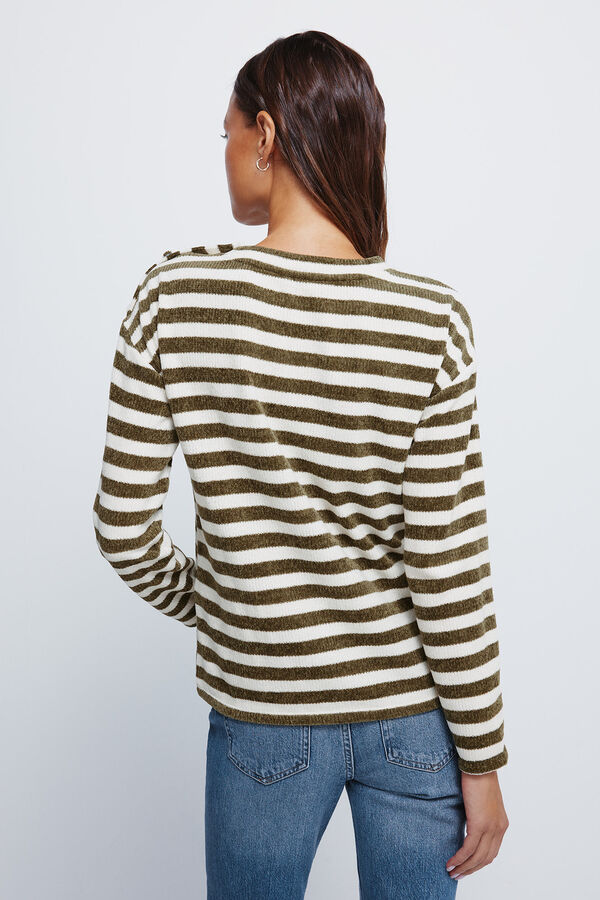 Springfield Jersey chenilla rayas botones hombro kaki