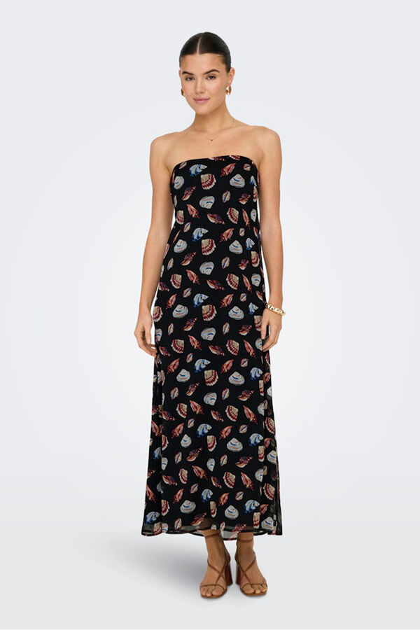 Only Vestido largo palabra de honor negro