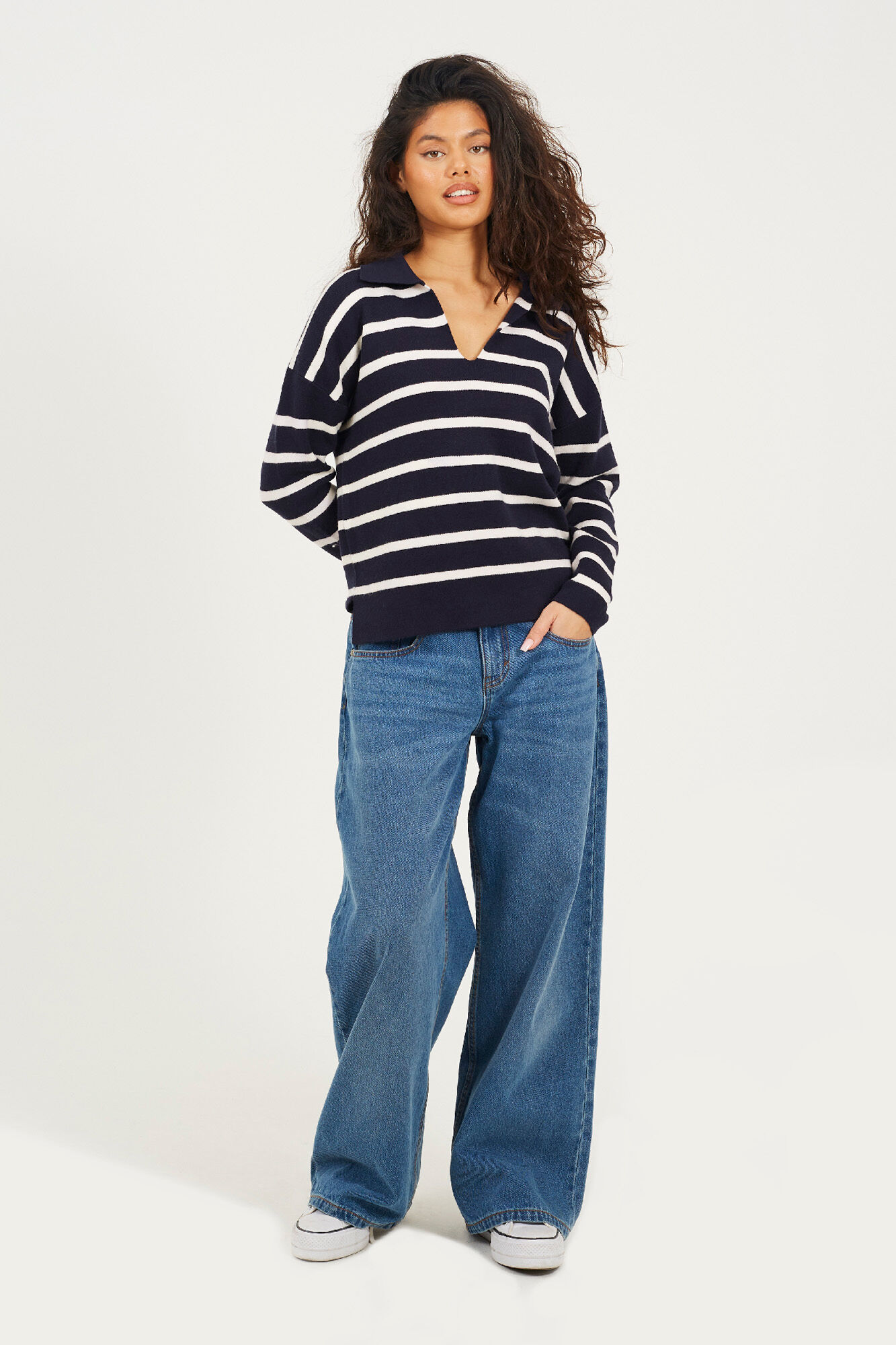 Brave Soul Jersey a rayas con cuello polo