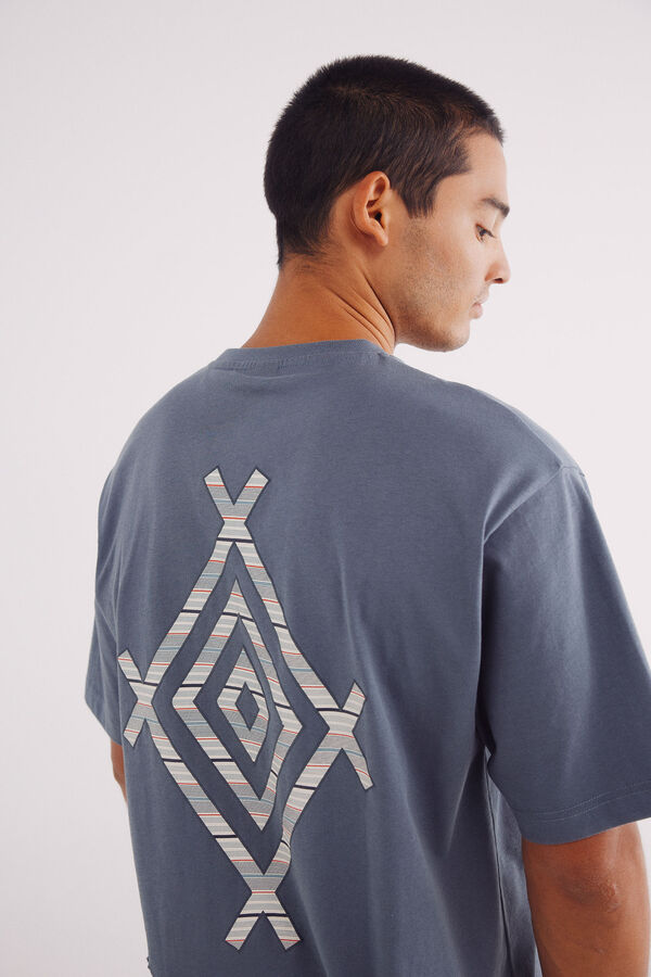 Springfield Camiseta bordado &eacute;tnico azul