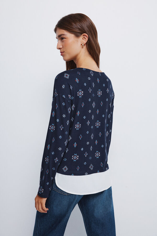 Springfield Camiseta estampada combinada azul