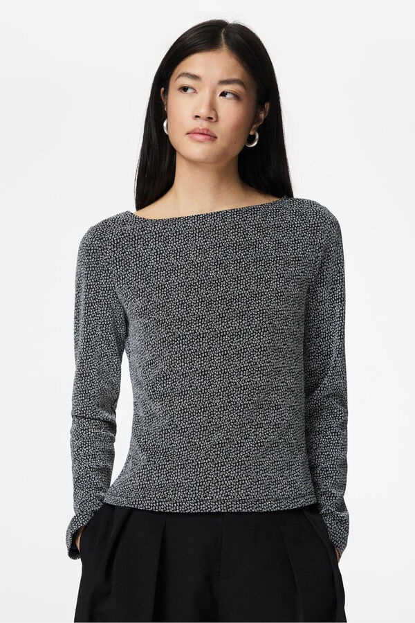 Pieces Blusa de lurex de manga comprida cinzento