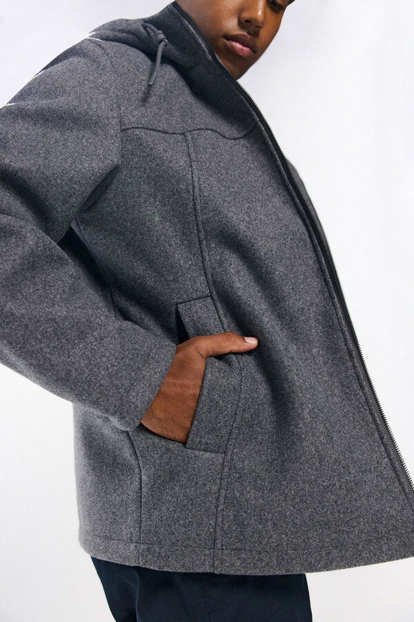 Springfield Parka curta com efeito de l&atilde; cinzento