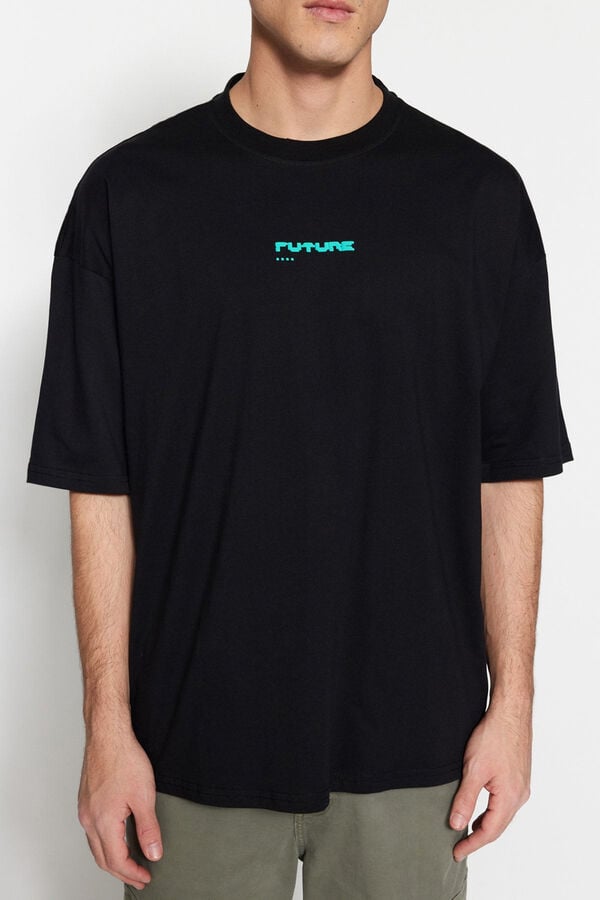 Trendyol T-shirt algod&atilde;o preto