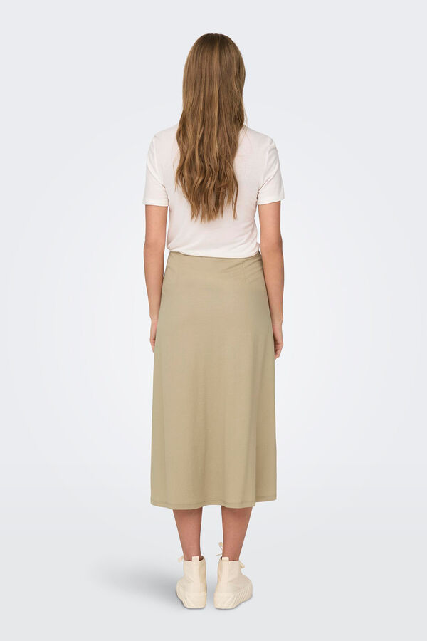 Only Falda midi botones beige