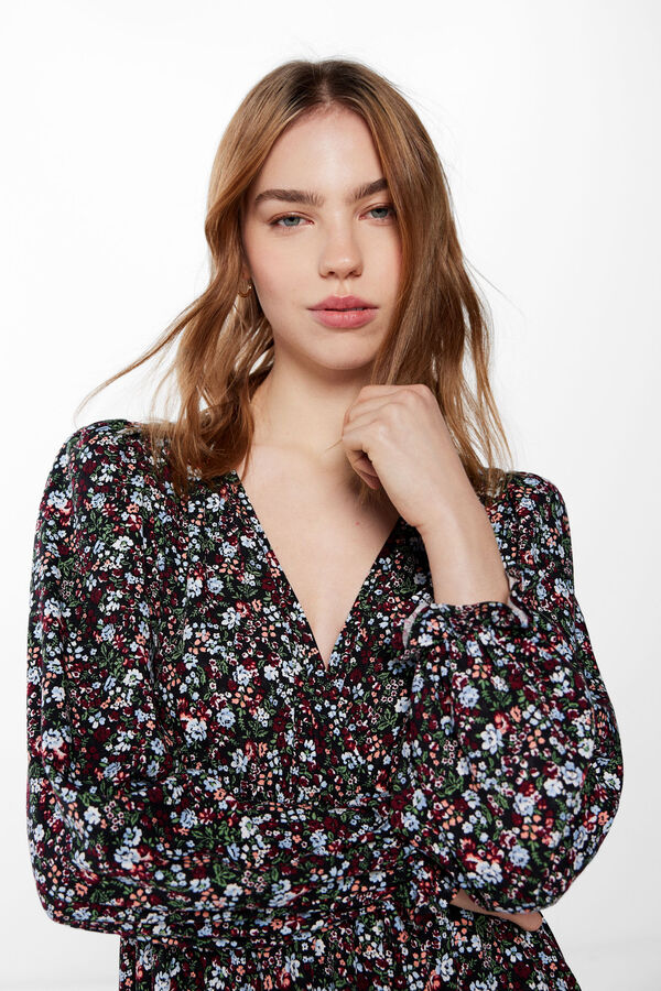 Springfield Vestido Midi Picos Volante negro