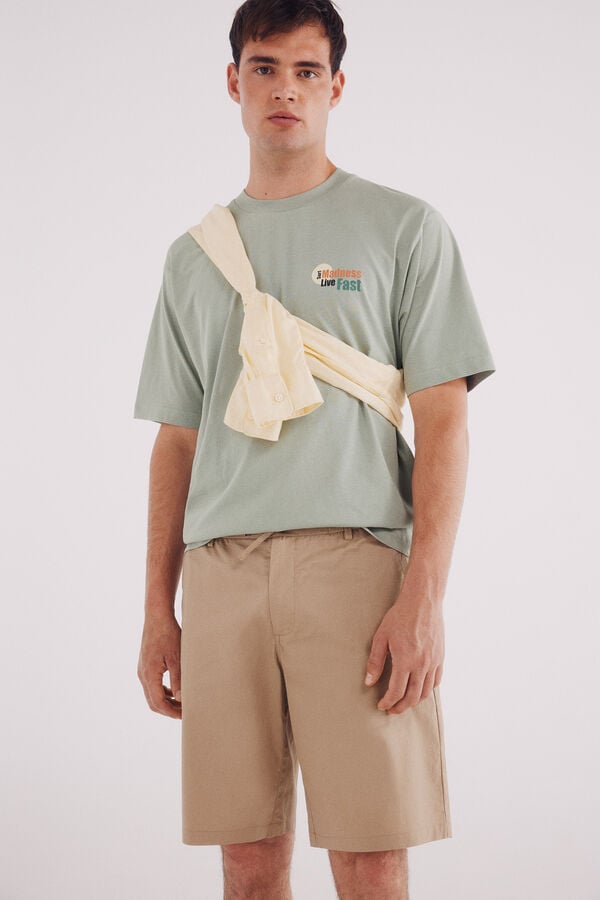 Springfield Bermuda popel&iacute;n comfort fit beige