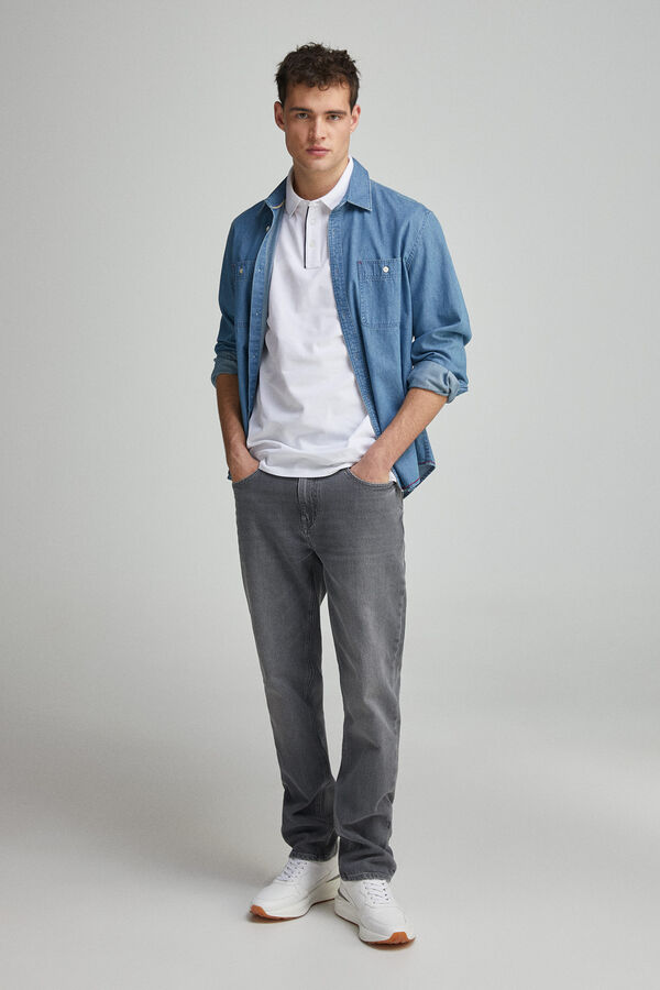 Springfield Polo piqué contrastante com carcela slim fit branco