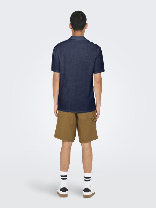 Only & Sons Polo manga corta textura azul