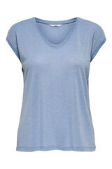 Only Camiseta lurex escote pico azul
