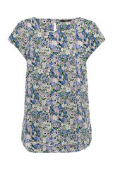 Only T-shirt de manga curta estampada e gola redonda azul