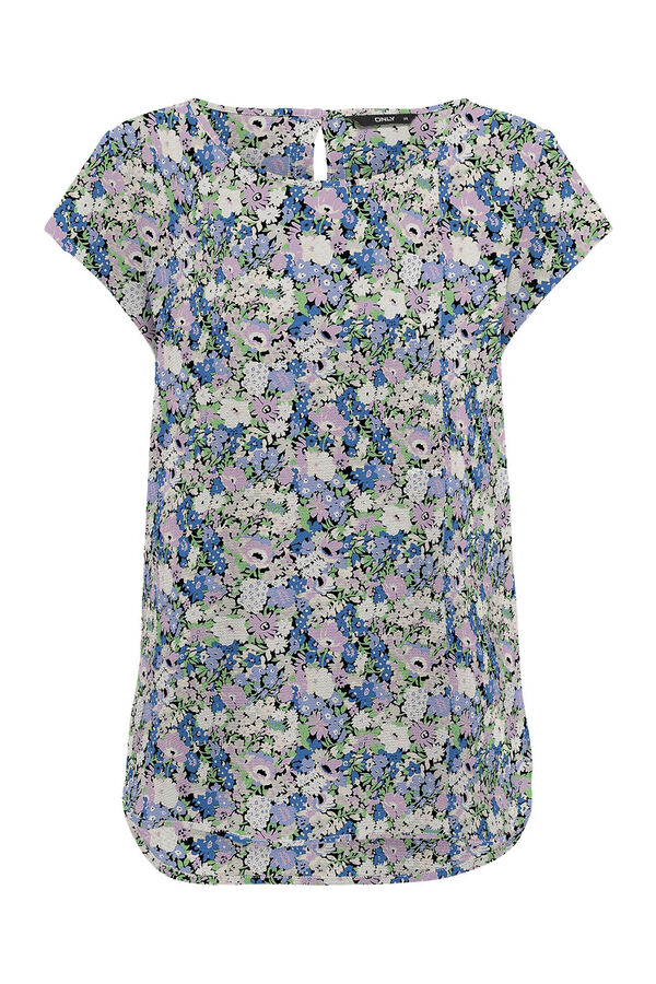 Only T-shirt de manga curta estampada e gola redonda azul