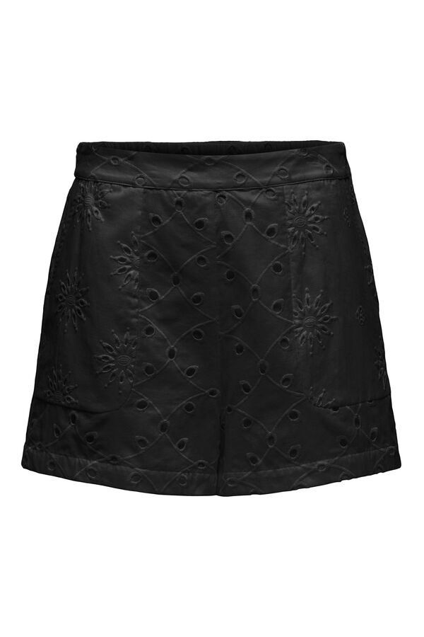 Only Bermuda com bordado perfurado preto